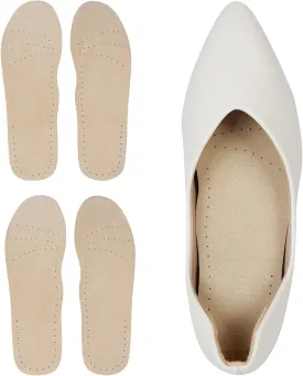 2 Pairs Pigskin Sockless Insoles|Barefoot Cushion Pads|Absorbs Sweat & Controls Odor|Wear Without Socks|Extra Thin Dress Shoes Inserts Women for High Heels Flats Sneakers Medium 8-9.5Size