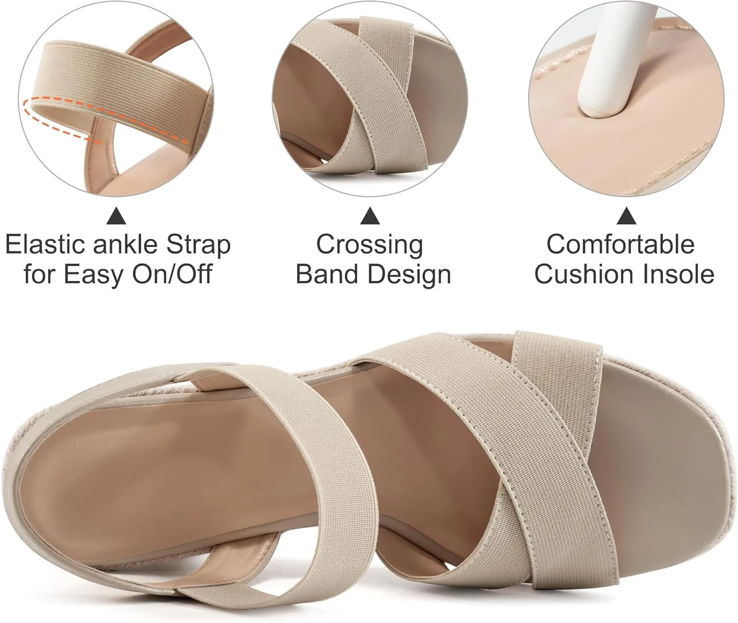 Ablanczoom Espadrilles Wedge Sandals for Women: Dressy Open Toe Ankle Strap Wedges Heels for Womens Comfortable Platform Sandal for Summer Casual Vacation Travel Work
