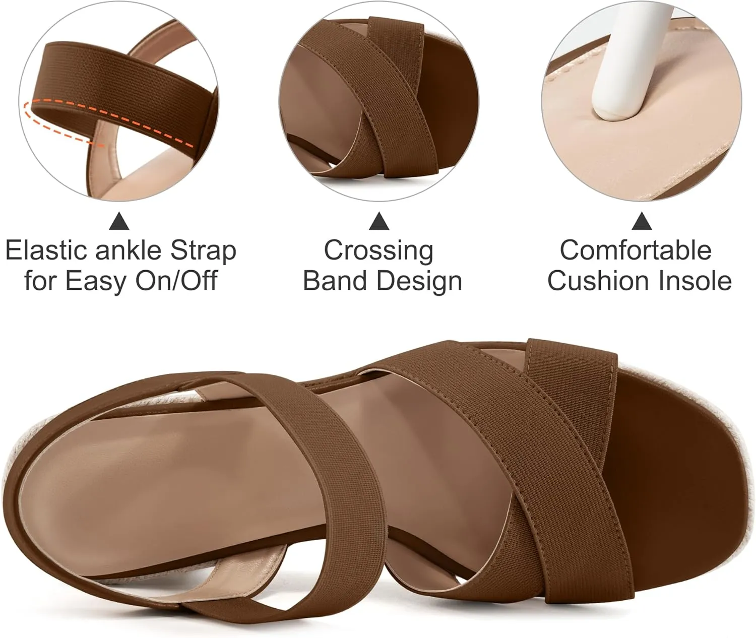 Ablanczoom Espadrilles Wedge Sandals for Women: Dressy Open Toe Ankle Strap Wedges Heels for Womens Comfortable Platform Sandal for Summer Casual Vacation Travel Work
