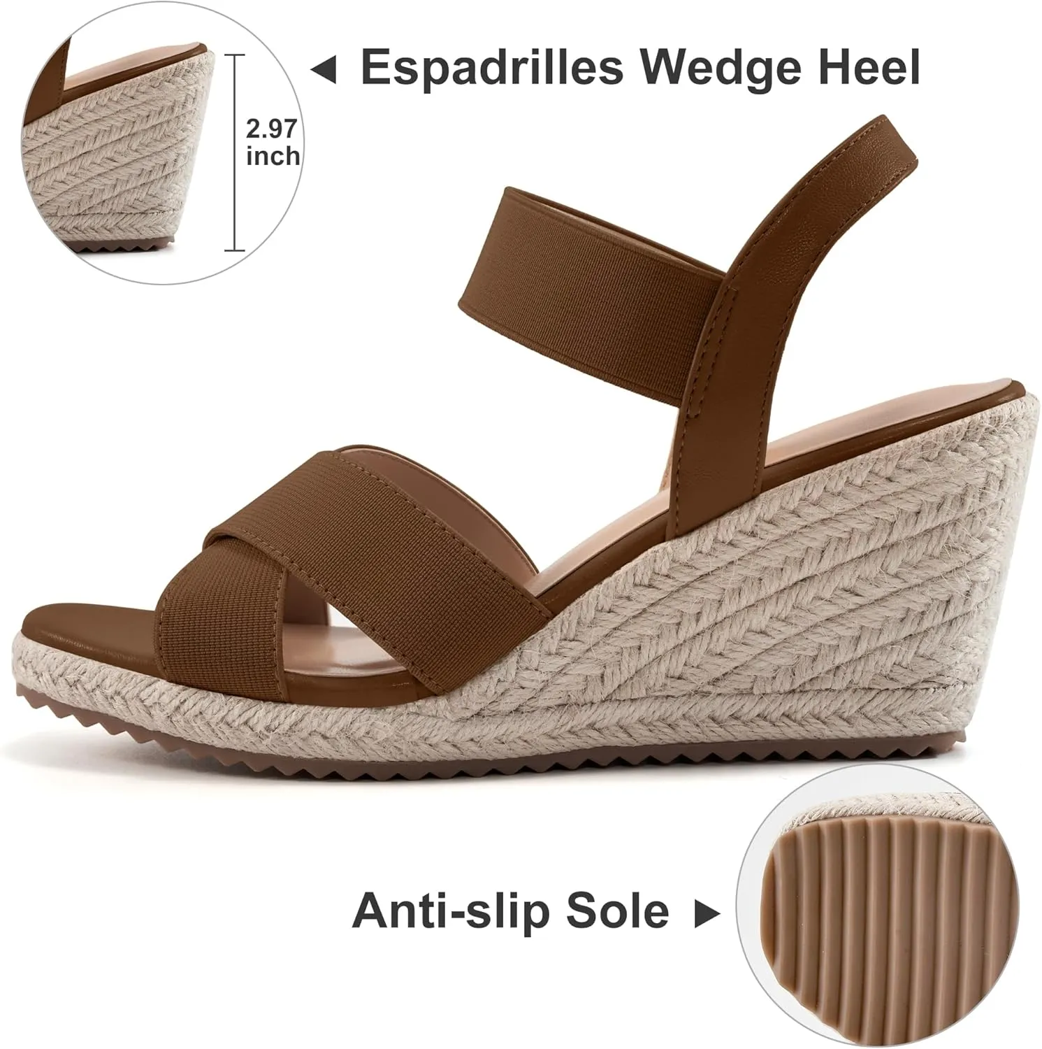 Ablanczoom Espadrilles Wedge Sandals for Women: Dressy Open Toe Ankle Strap Wedges Heels for Womens Comfortable Platform Sandal for Summer Casual Vacation Travel Work