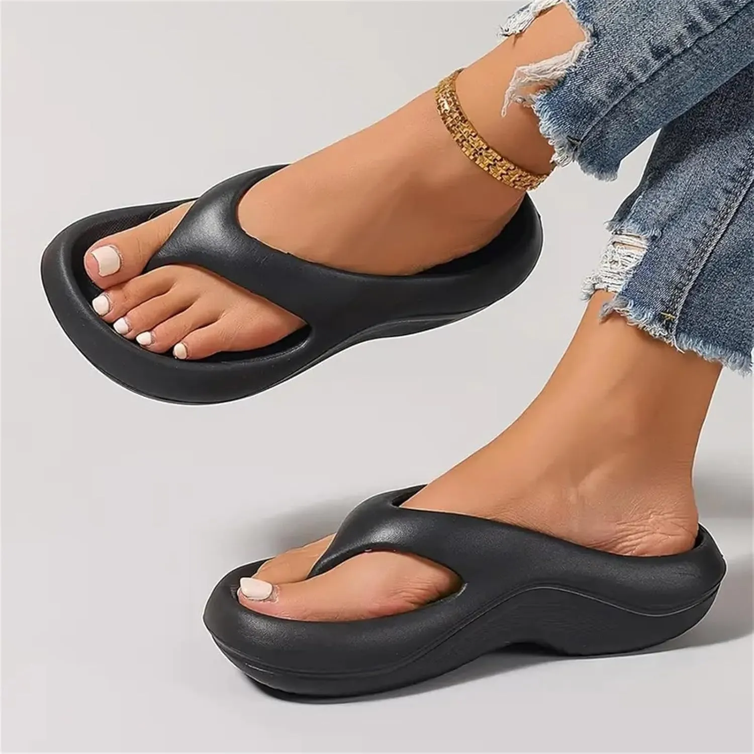 Arch Support Flip Flops for Women Plantar Fasciitis Orthopedic Sandals for Women Arch Support Walking Sandals Platform Recovery Flipflops Pillow Soft Summer Beach Shoes Non-slip Comfort Lightweight