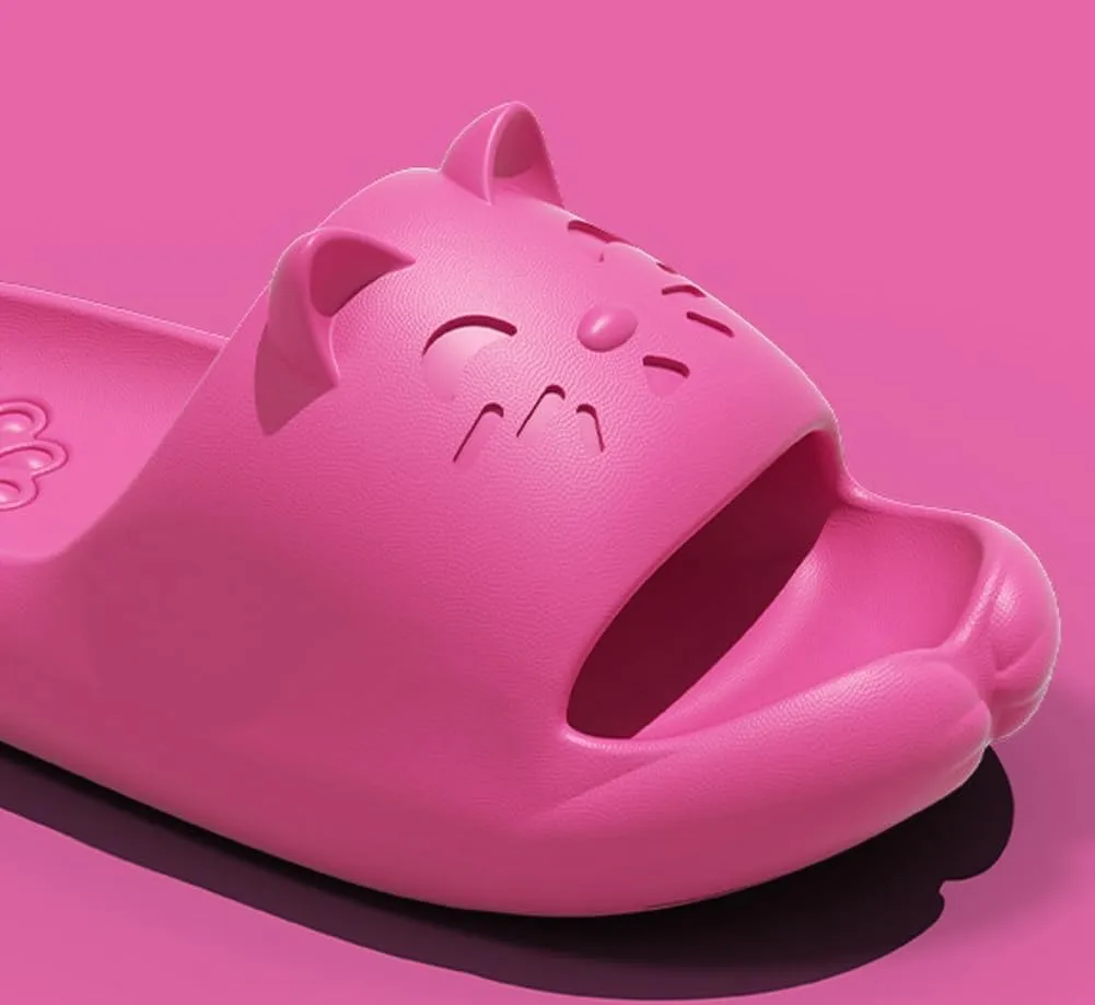 Cute Slippers Shower Shoes for Women Men Bathroom Sandals Non-Slip Cartoon Cat Shaped Indoor Outdoor Summer Slippers