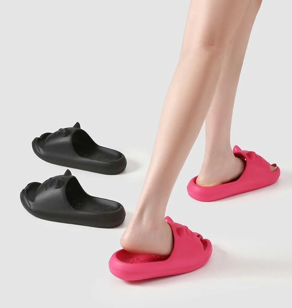 Cute Slippers Shower Shoes for Women Men Bathroom Sandals Non-Slip Cartoon Cat Shaped Indoor Outdoor Summer Slippers
