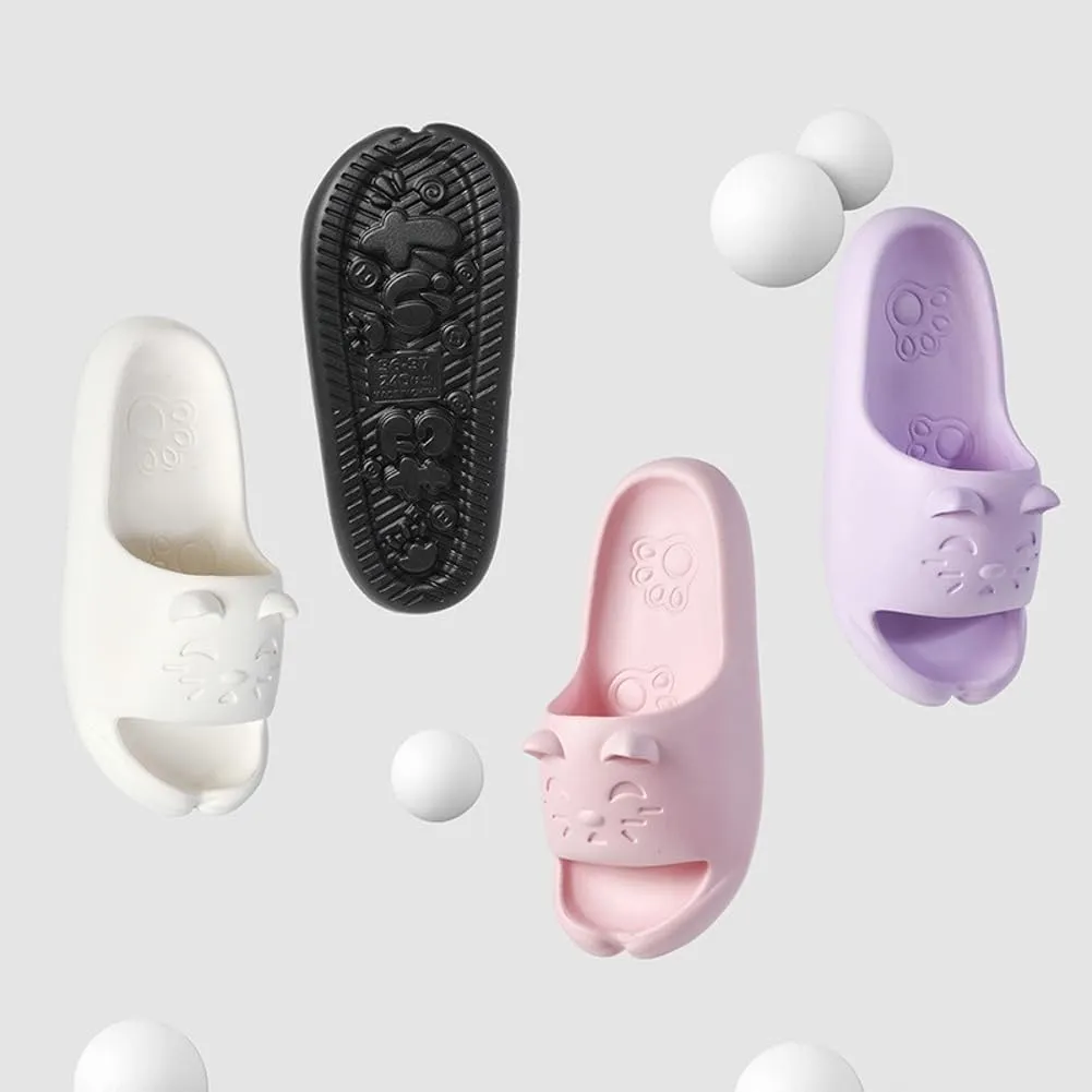 Cute Slippers Shower Shoes for Women Men Bathroom Sandals Non-Slip Cartoon Cat Shaped Indoor Outdoor Summer Slippers