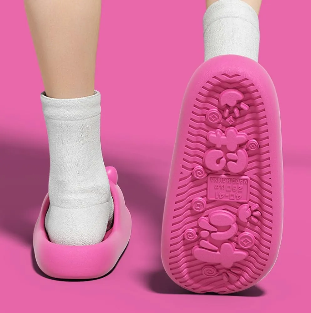 Cute Slippers Shower Shoes for Women Men Bathroom Sandals Non-Slip Cartoon Cat Shaped Indoor Outdoor Summer Slippers