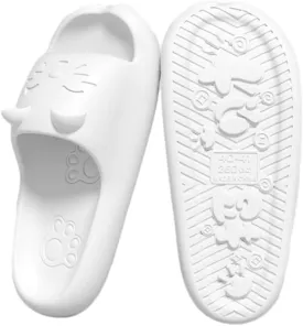 Cute Slippers Shower Shoes for Women Men Bathroom Sandals Non-Slip Cartoon Cat Shaped Indoor Outdoor Summer Slippers
