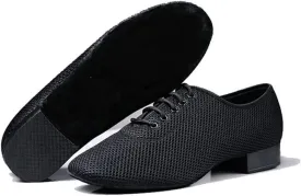Dance Shoes Man Dancing Shoes Ballroom Black Low Heeled 3cm Large Size 45 Boy Jazz Soft Sole Men's Shoes(7.5)