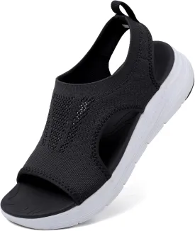 DimaiGlobal Women's Walking Sandals Arch Support Orthotic Comfort Slip-On Sport Sandals Open-Toe Platform Sandals for Plantar Fasciitis Summer Beach Casual
