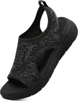 DimaiGlobal Women's Walking Sandals Arch Support Orthotic Comfort Slip-On Sport Sandals Open-Toe Platform Sandals for Plantar Fasciitis Summer Beach Casual