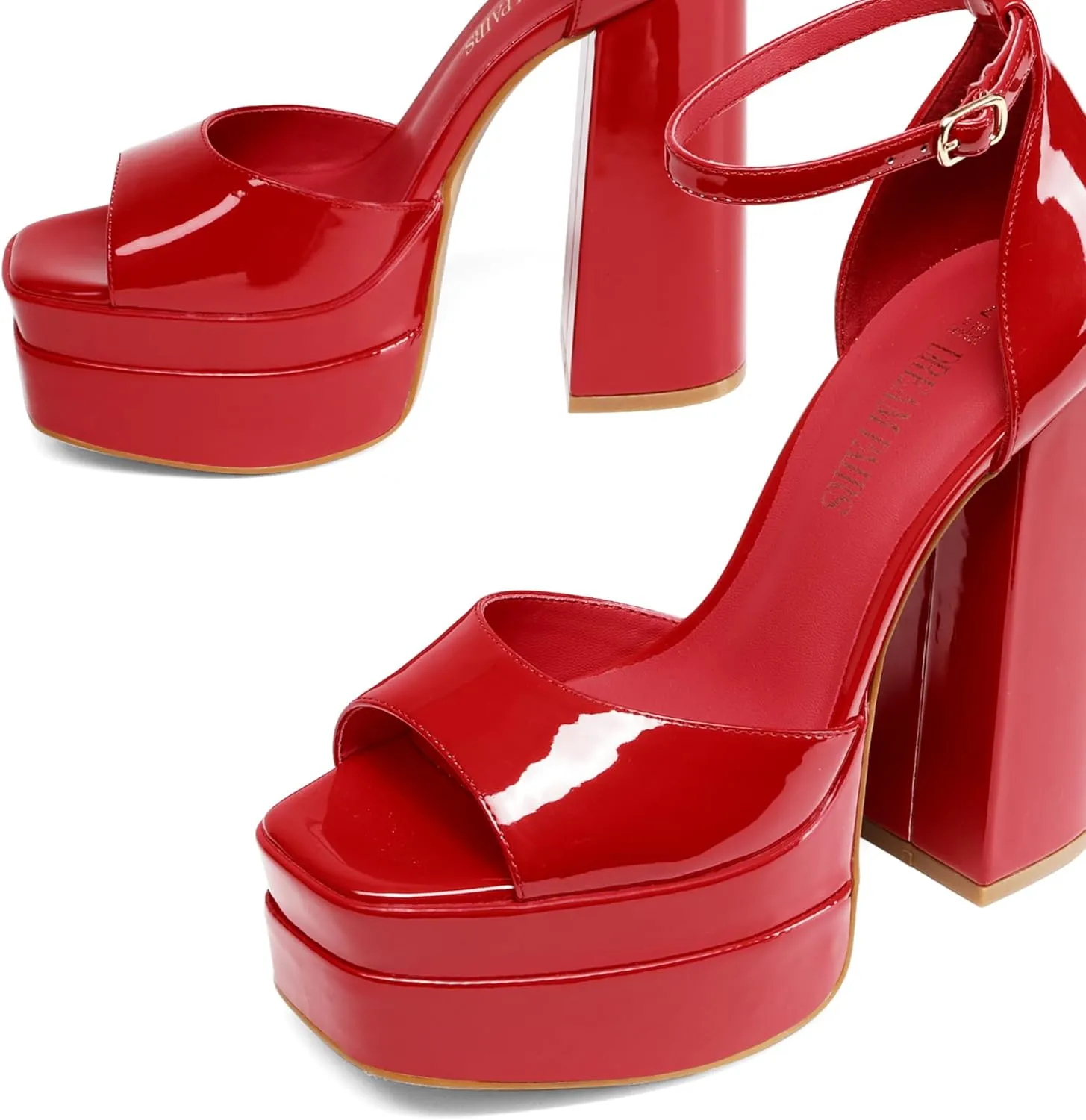 DREAM PAIRS High Heels Chunky Block Platform Heels for Women Ankle Strap Sexy Open Square Toe Heels Dressy Pumps Sandals