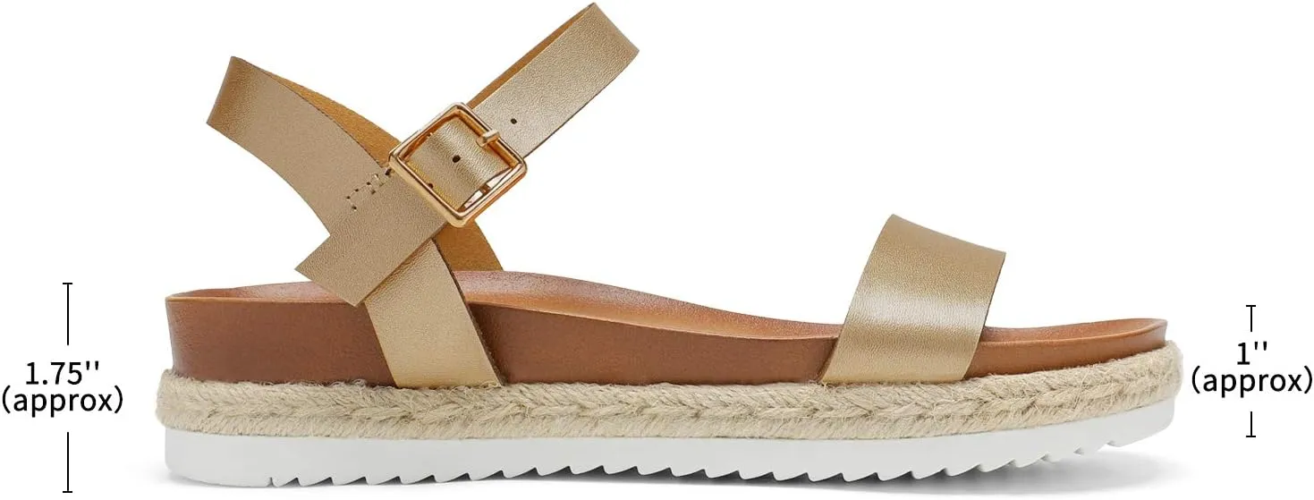 DREAM PAIRS Womens Open Toe Ankle Strap Espadrille Casual Flatform Platform Wedge Sandals