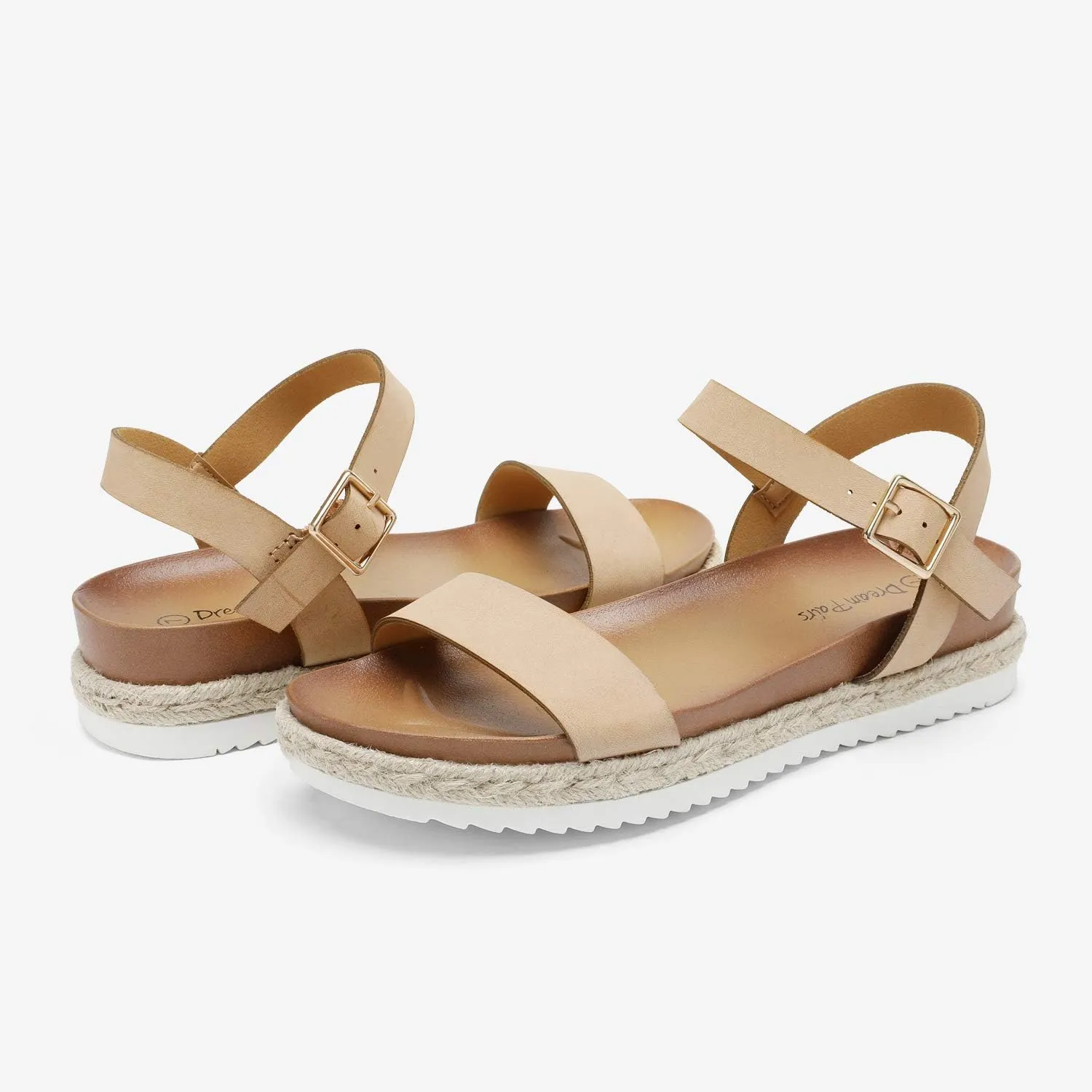 DREAM PAIRS Womens Open Toe Ankle Strap Espadrille Casual Flatform Platform Wedge Sandals