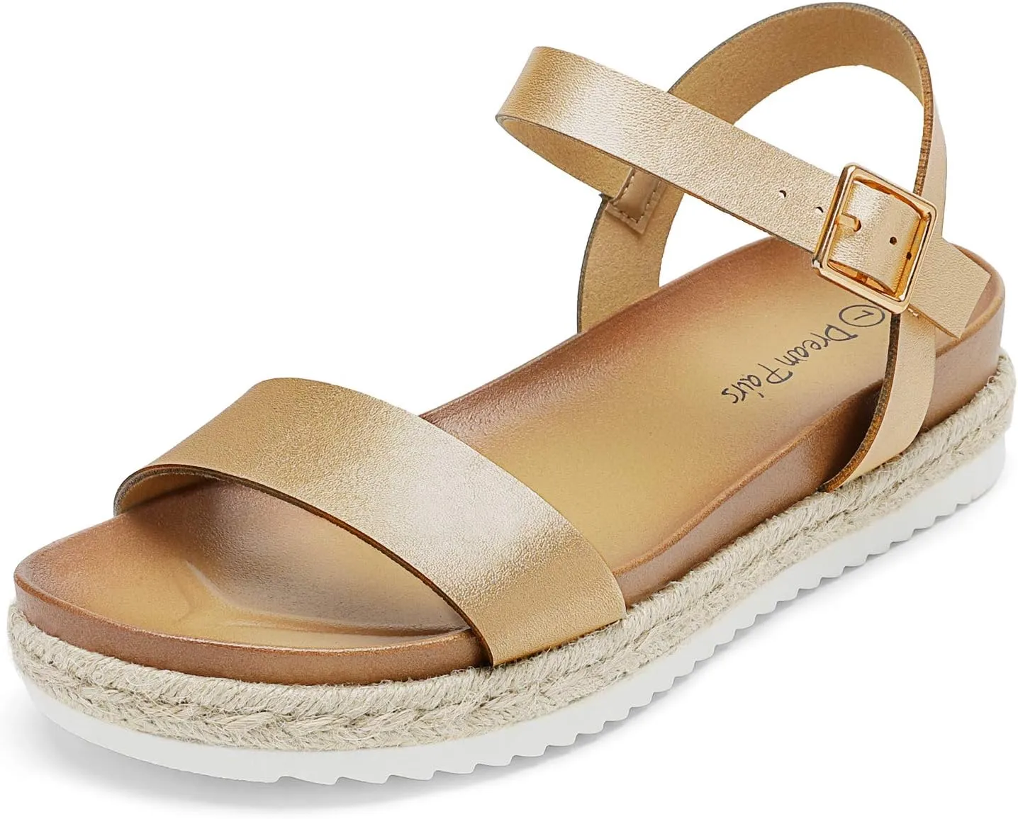DREAM PAIRS Womens Open Toe Ankle Strap Espadrille Casual Flatform Platform Wedge Sandals