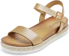 DREAM PAIRS Womens Open Toe Ankle Strap Espadrille Casual Flatform Platform Wedge Sandals