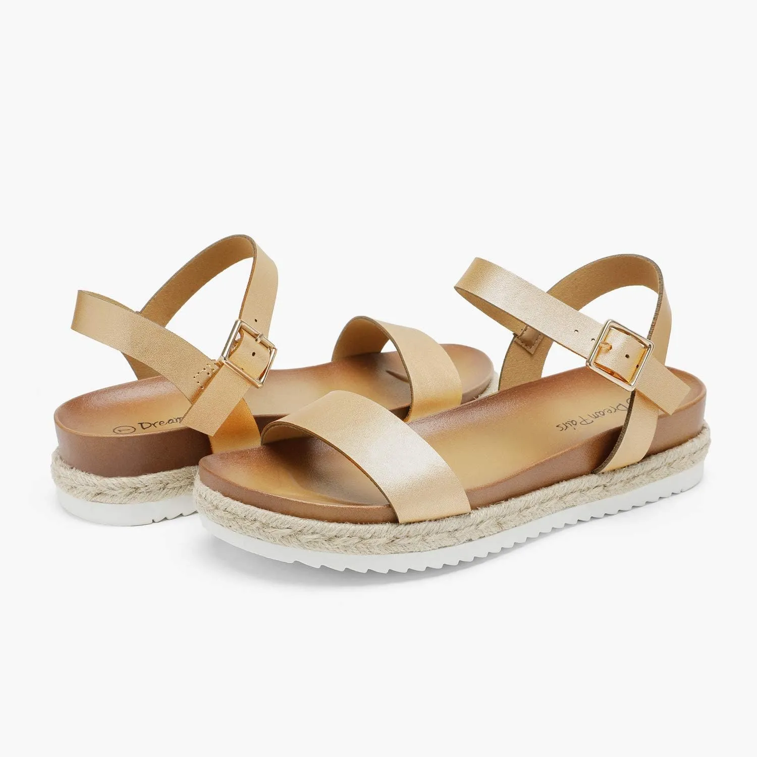 DREAM PAIRS Womens Open Toe Ankle Strap Espadrille Casual Flatform Platform Wedge Sandals