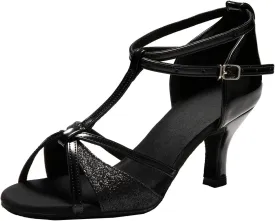Dress First Dance Shoes Women Latin Salsa Bachata Shoes Suede Sole Wedding Performance Dance Shoes 2.76'' Heel