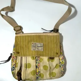 Fossil Cream and Tan Crossbody Bag with Adjustable Strap