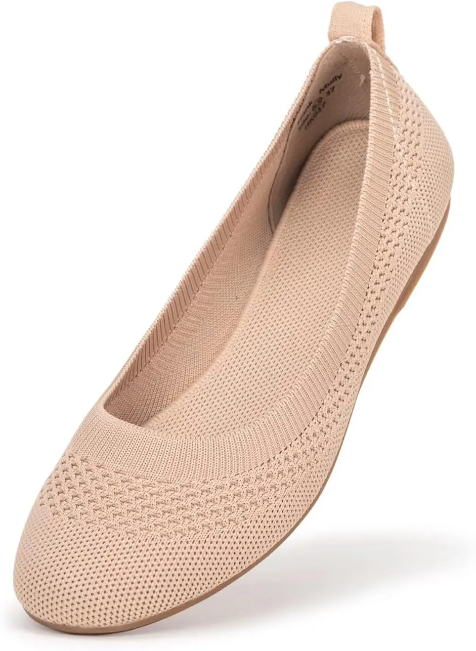 Frank Mully Womens Ballet Flat Shoes Knit Dress Shoes Round Toe Slip On Ballerina Walking Flats Shoes for Woman Low Wedge Comfort Soft