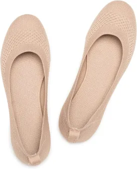 Frank Mully Womens Ballet Flat Shoes Knit Dress Shoes Round Toe Slip On Ballerina Walking Flats Shoes for Woman Low Wedge Comfort Soft