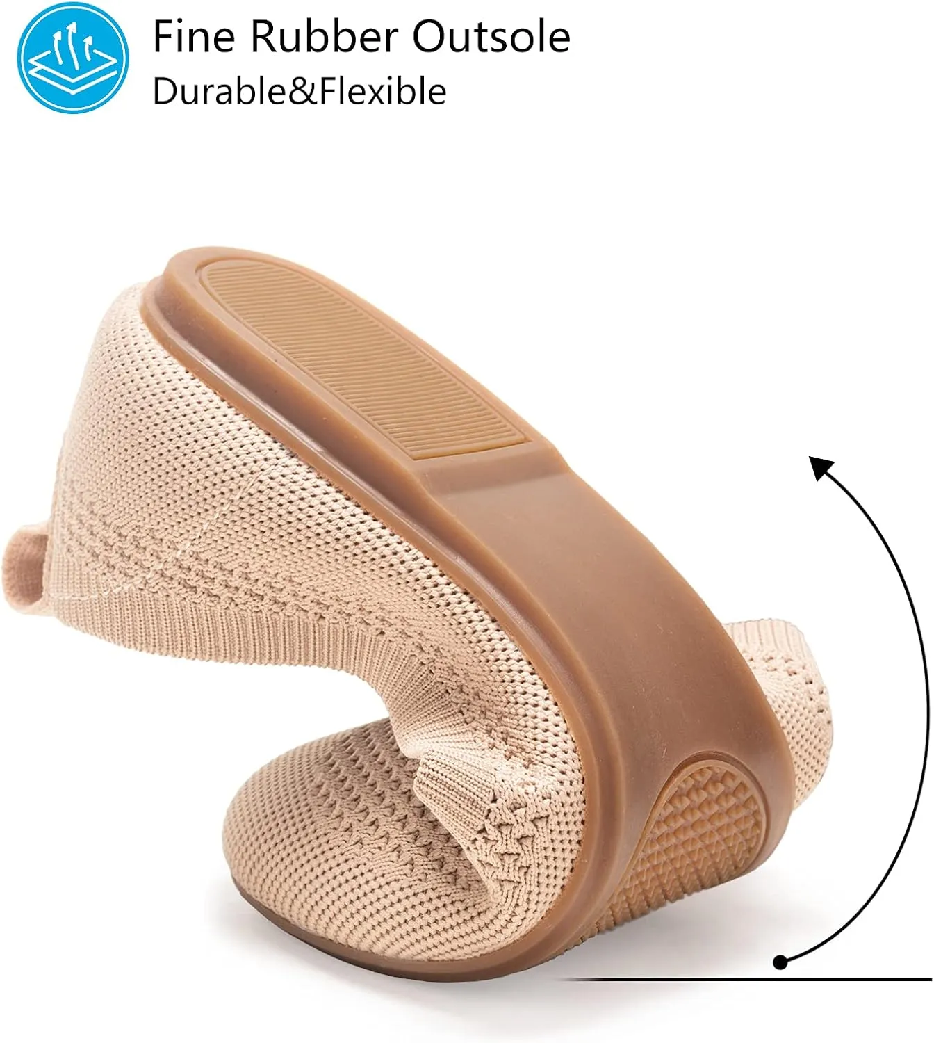 Frank Mully Womens Ballet Flat Shoes Knit Dress Shoes Round Toe Slip On Ballerina Walking Flats Shoes for Woman Low Wedge Comfort Soft