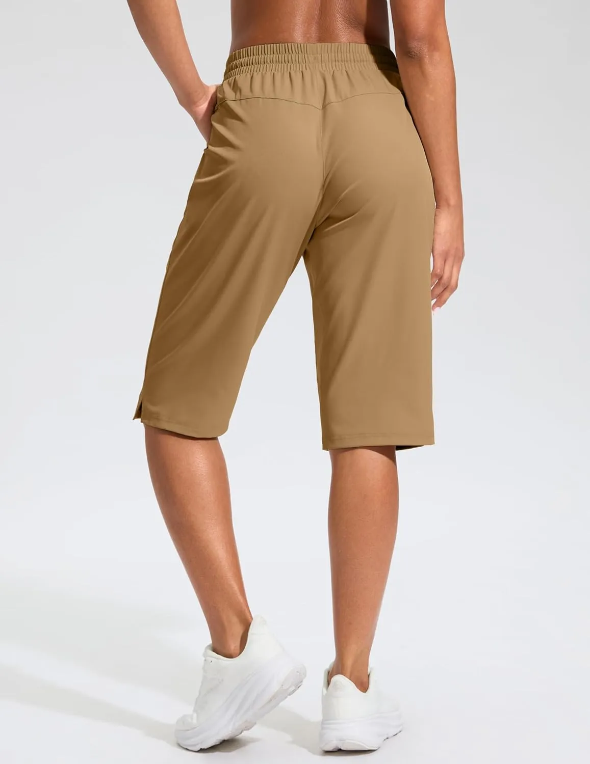 G Gradual Women's 13" Long Hiking Shorts with Zipper Pocket Lightweight Quick Dry Knee Length Bermuda Shorts for Women
