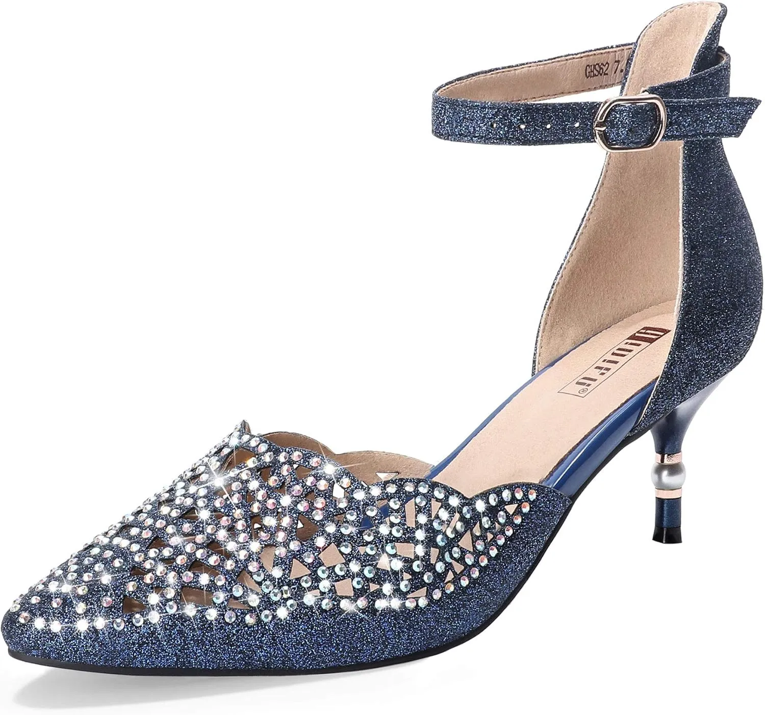 IDIFU Women's IN2 Candice Wedding Rhinestones Sequins Low Kitten Heels Pumps Dress Evening Shoes for Women Bridal Bride