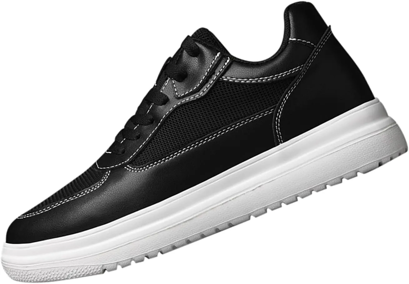 Invisible Height Boosting Shoes for Men Women 2.4/3/4 Inches Elevator Tennis Shoes Wide Lace Up Casual Walking Sneakers