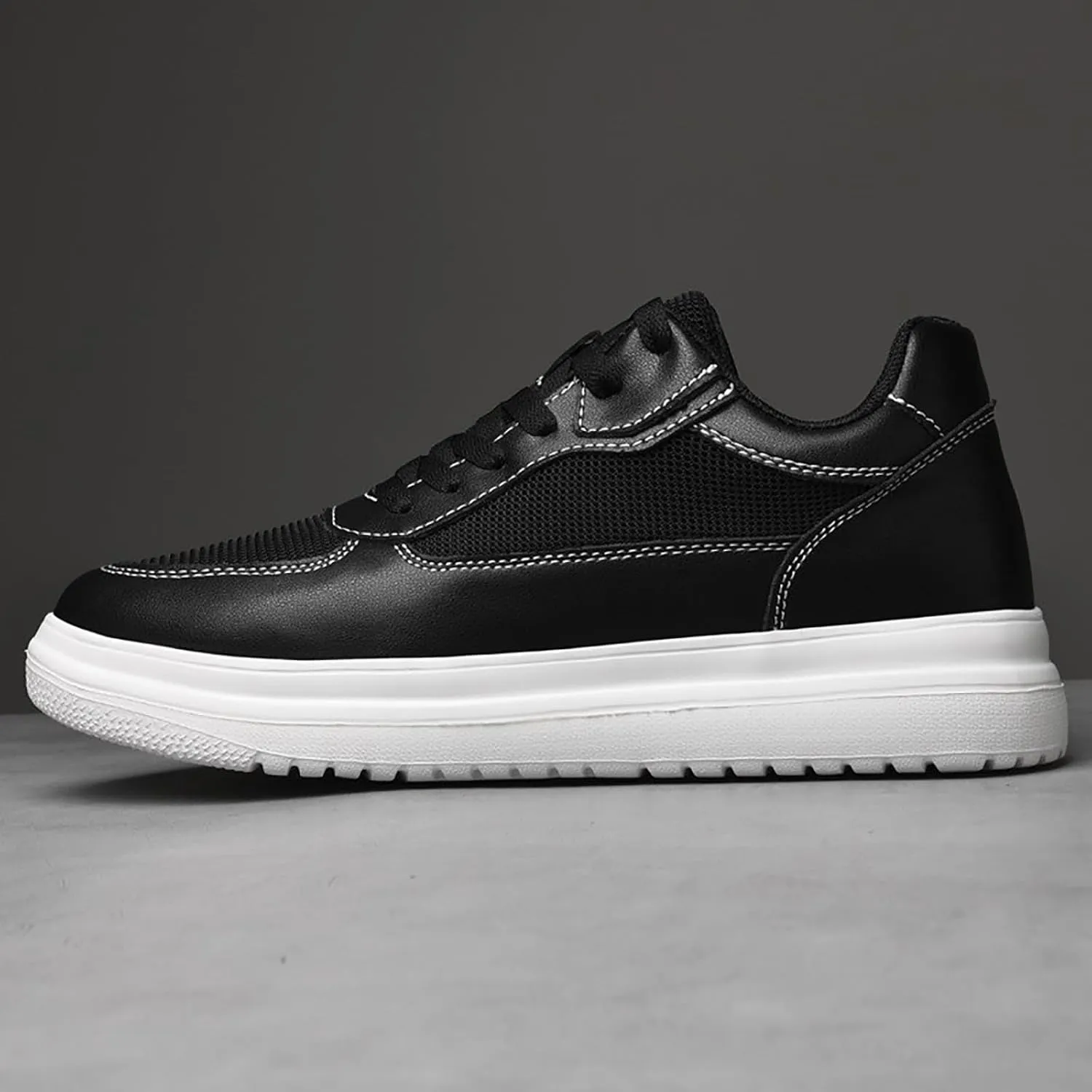 Invisible Height Boosting Shoes for Men Women 2.4/3/4 Inches Elevator Tennis Shoes Wide Lace Up Casual Walking Sneakers