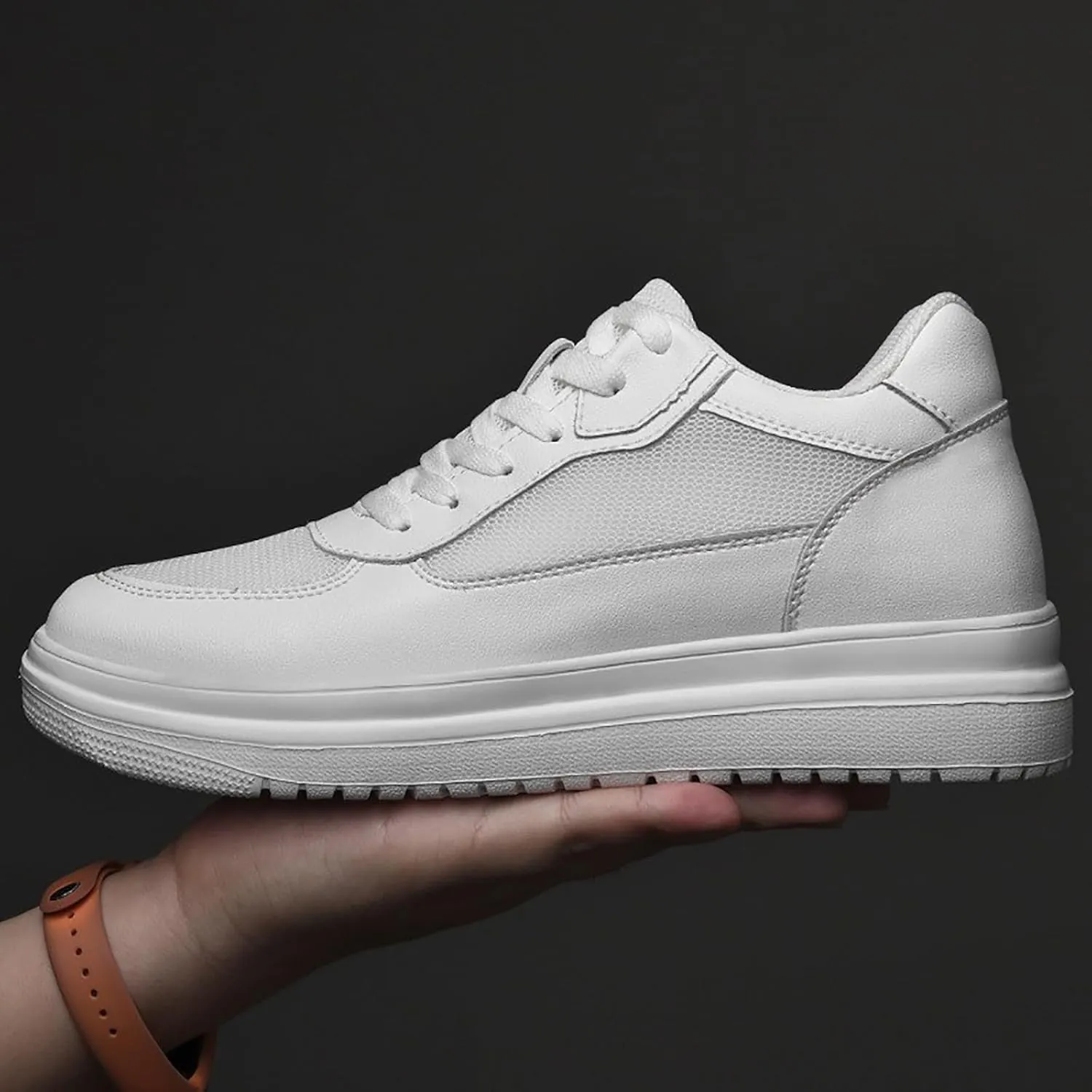 Invisible Height Boosting Shoes for Men Women 2.4/3/4 Inches Elevator Tennis Shoes Wide Lace Up Casual Walking Sneakers