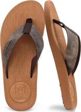 KuaiLu Mens Flip Flops Arch Support Comfortable Summer Beach Thong Sandals Yoga Foam Cushion Slip on Slippers