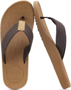 KuaiLu Mens Flip Flops Arch Support Comfortable Summer Beach Thong Sandals Yoga Foam Cushion Slip on Slippers