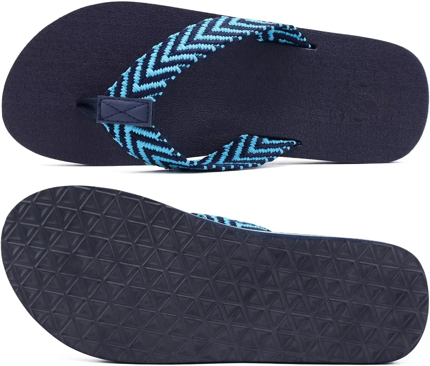 KuaiLu Men's Leather Flip Flops Arch Support Summer Beach Pool Water Thong Sandals Waterproof Rubber Walking Shoes