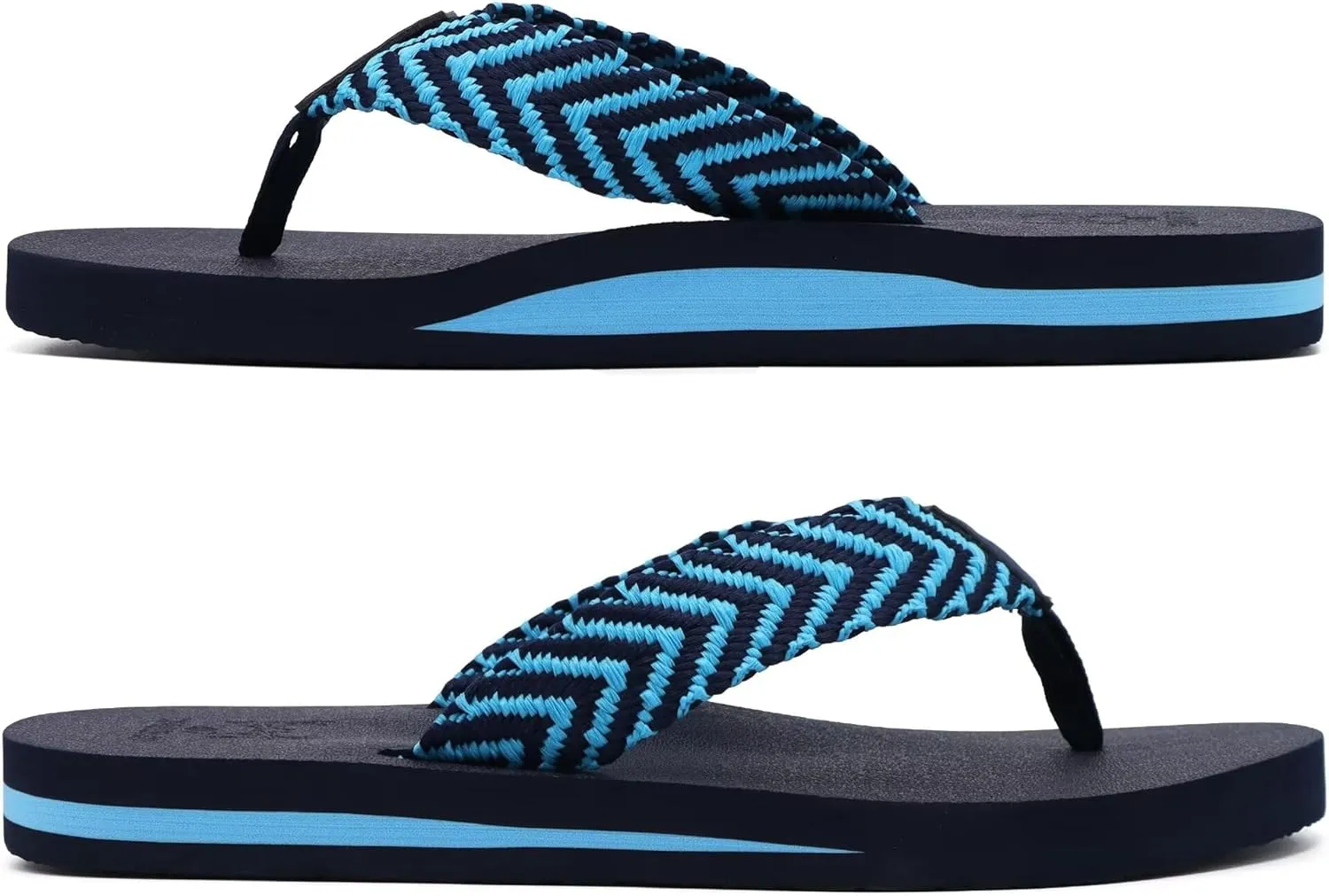 KuaiLu Men's Leather Flip Flops Arch Support Summer Beach Pool Water Thong Sandals Waterproof Rubber Walking Shoes