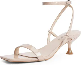 Modatope Kitten Heels for Women Open Square Toe Ankle Strap Sandals Low Heels Dress Shoes for Party