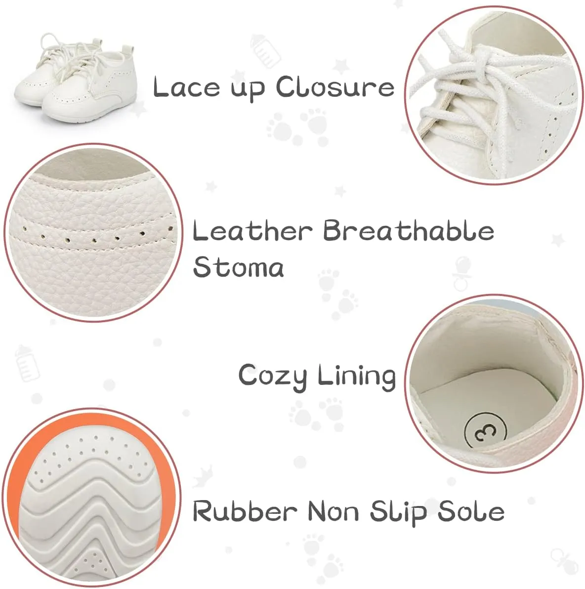 ohsofy Infant Baby Boy Oxford Shoes PU Leather Loafers Rubber and Soft Sole Wedding Dress Shoes Toddler Girl Baby Walking Shoes