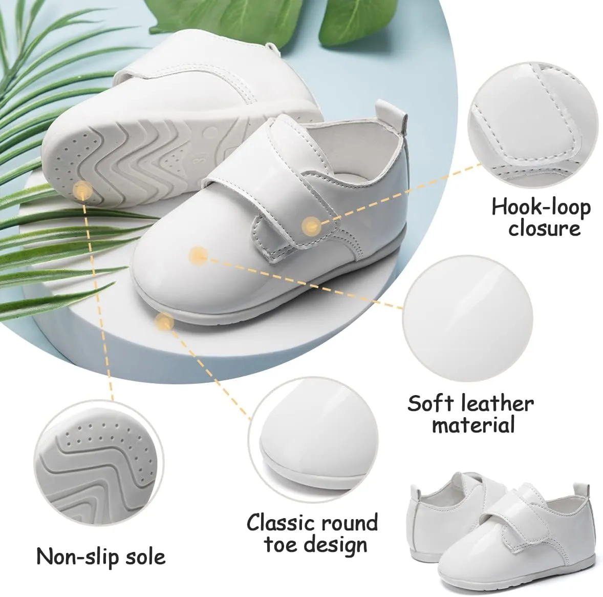 ohsofy Infant Baby Boy Oxford Shoes PU Leather Loafers Rubber and Soft Sole Wedding Dress Shoes Toddler Girl Baby Walking Shoes
