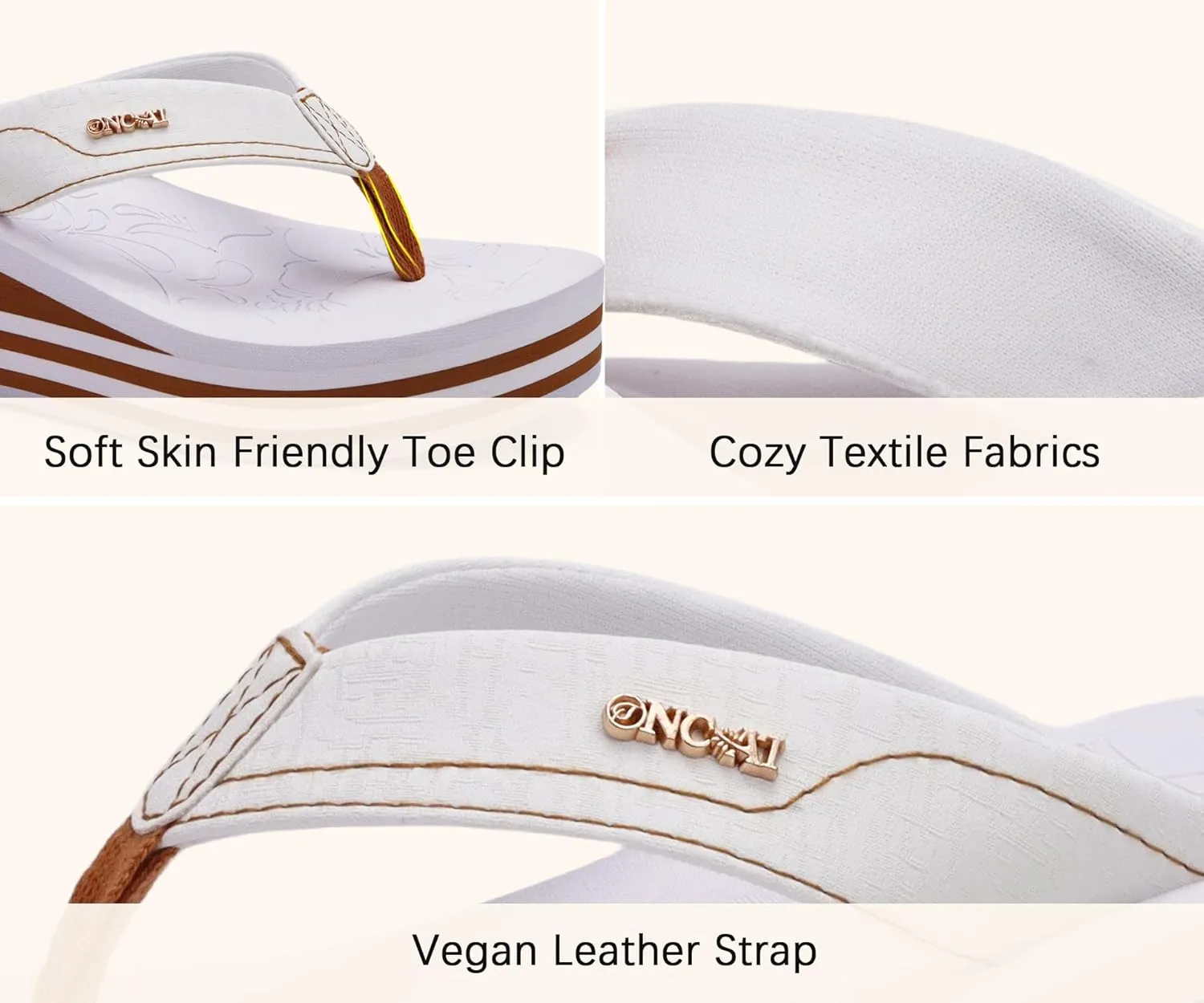 ONCAI Womens Platform Flip Flops Trendy Dressy Womans Summer Sandals with Comfortable Flatform Arch Support Walking Outdoor Rubber Soles (US Size 5-11)