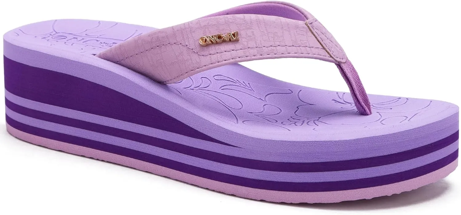 ONCAI Womens Platform Flip Flops Trendy Dressy Womans Summer Sandals with Comfortable Flatform Arch Support Walking Outdoor Rubber Soles (US Size 5-11)