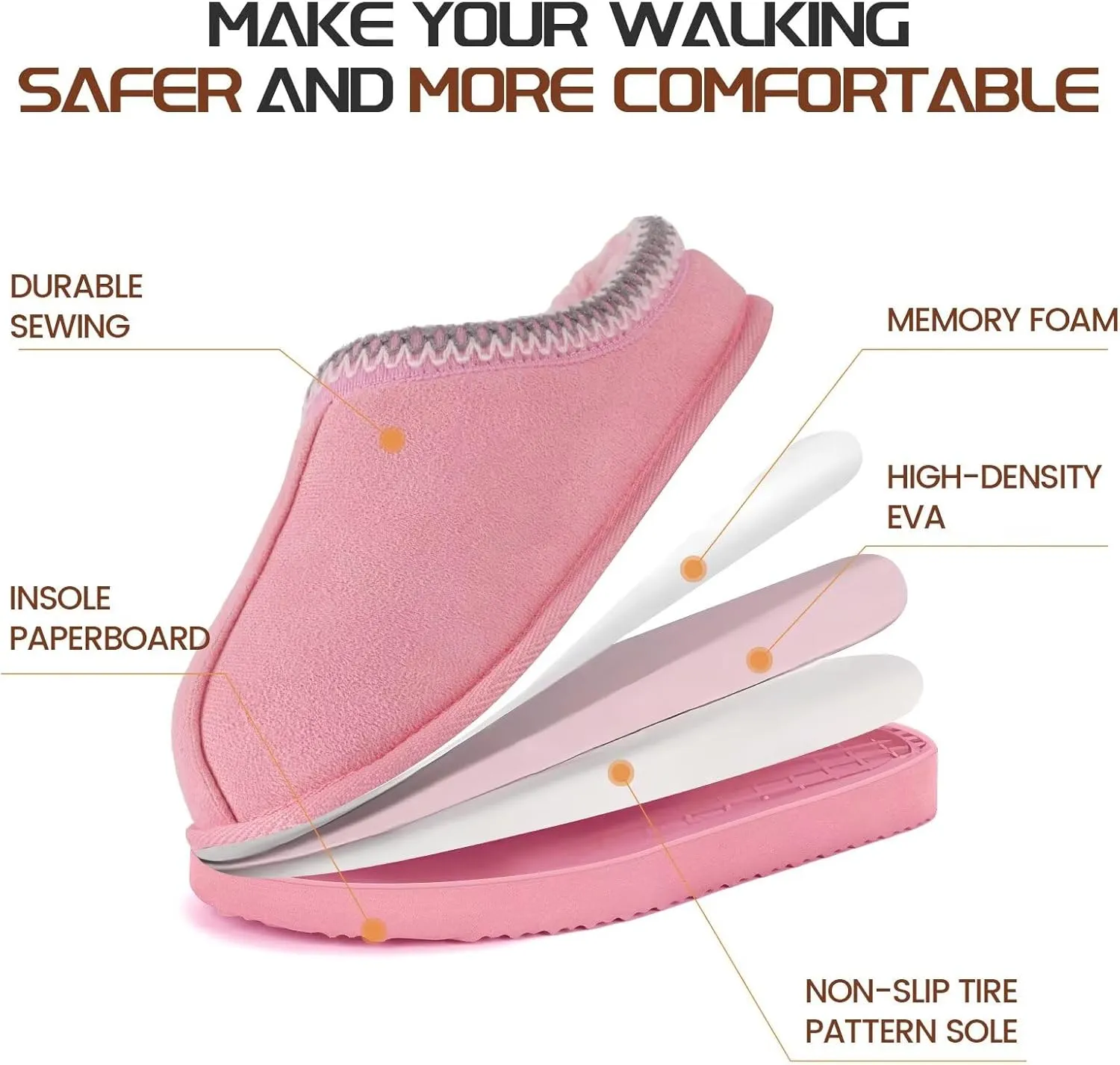 OOW Slippers for Women Indoor and Outdoor Fuzzy Slippers Womens House Shoes