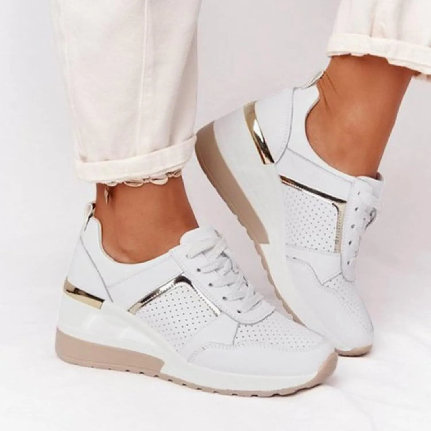 Orthopedic Shoes for Women High Heel Wedge Sneakers Walking Fashion Running Casual Comfort Platform Tennis Sneakers