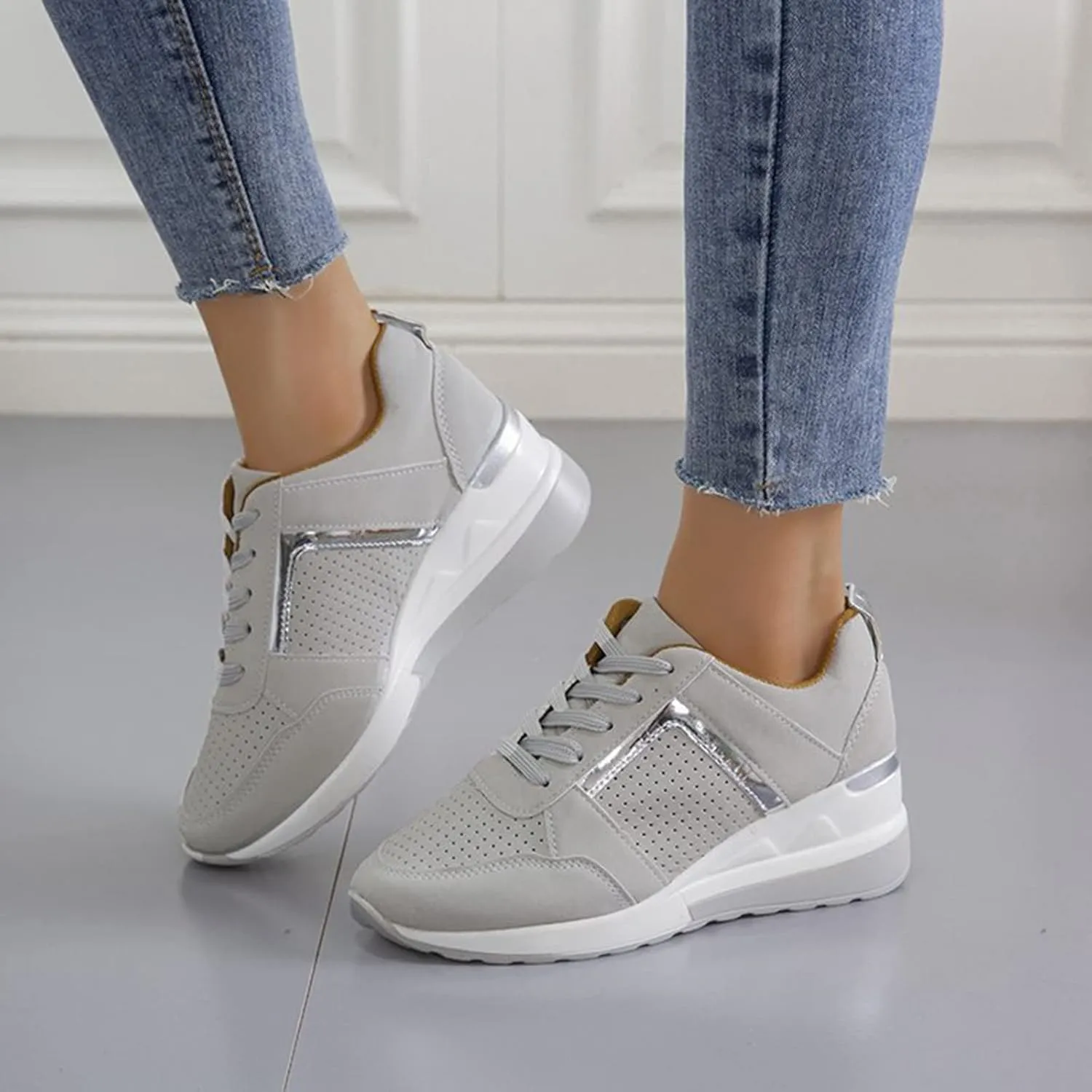 Orthopedic Shoes for Women High Heel Wedge Sneakers Walking Fashion Running Casual Comfort Platform Tennis Sneakers