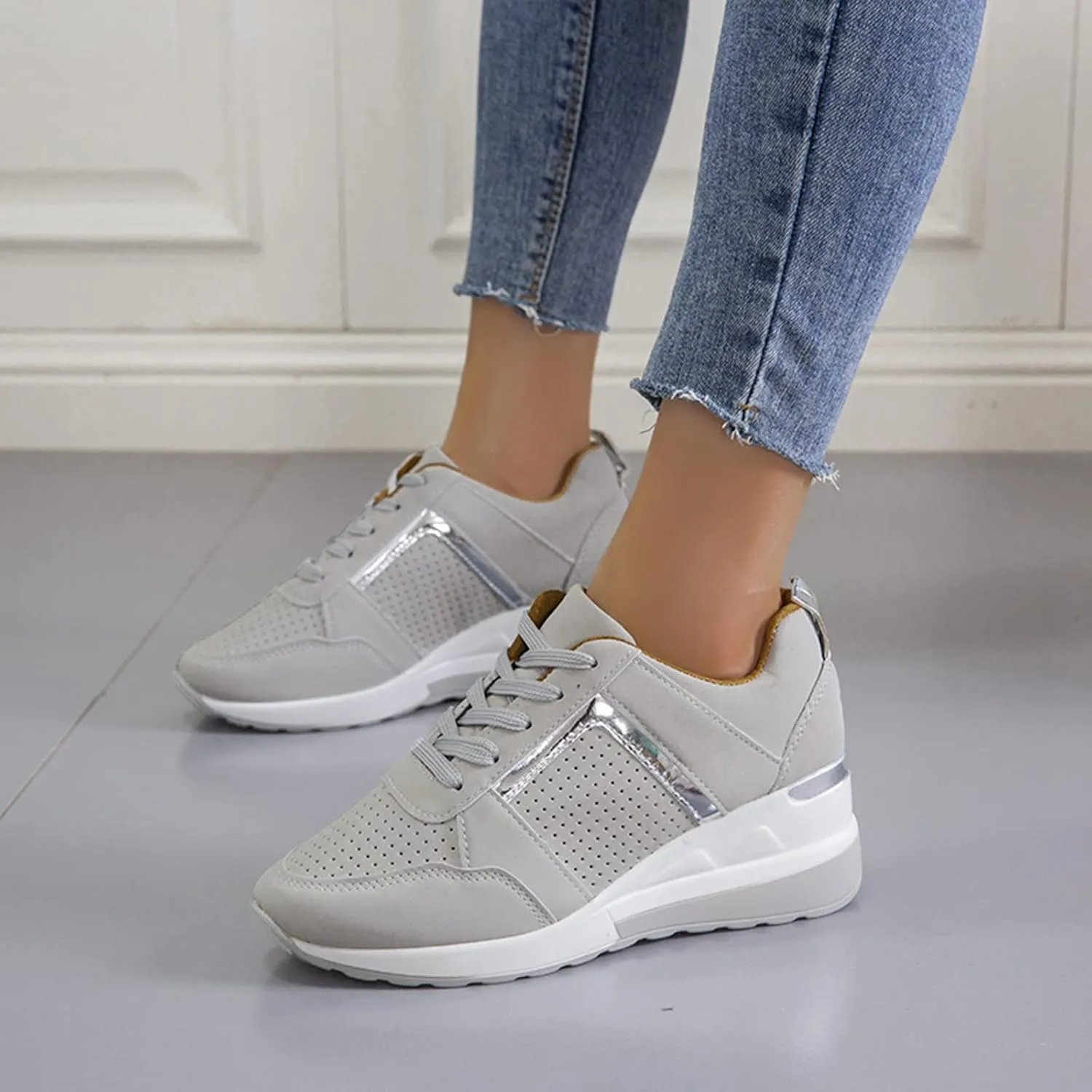 Orthopedic Shoes for Women High Heel Wedge Sneakers Walking Fashion Running Casual Comfort Platform Tennis Sneakers