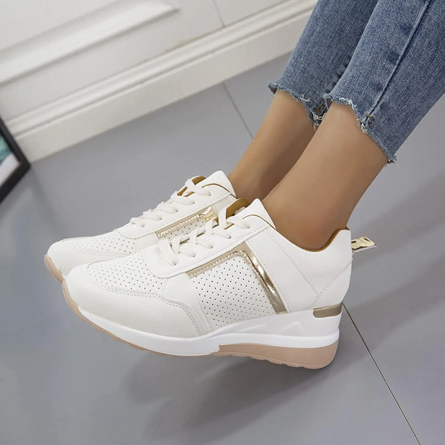 Orthopedic Shoes for Women High Heel Wedge Sneakers Walking Fashion Running Casual Comfort Platform Tennis Sneakers