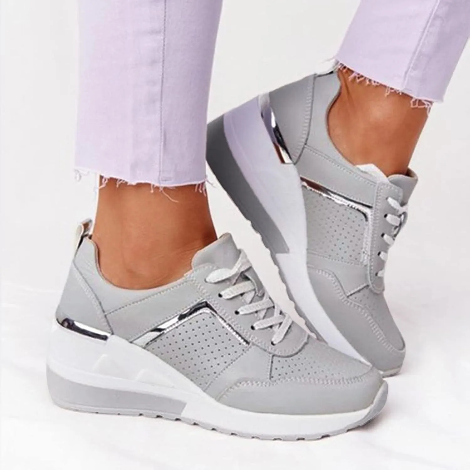 Orthopedic Shoes for Women High Heel Wedge Sneakers Walking Fashion Running Casual Comfort Platform Tennis Sneakers