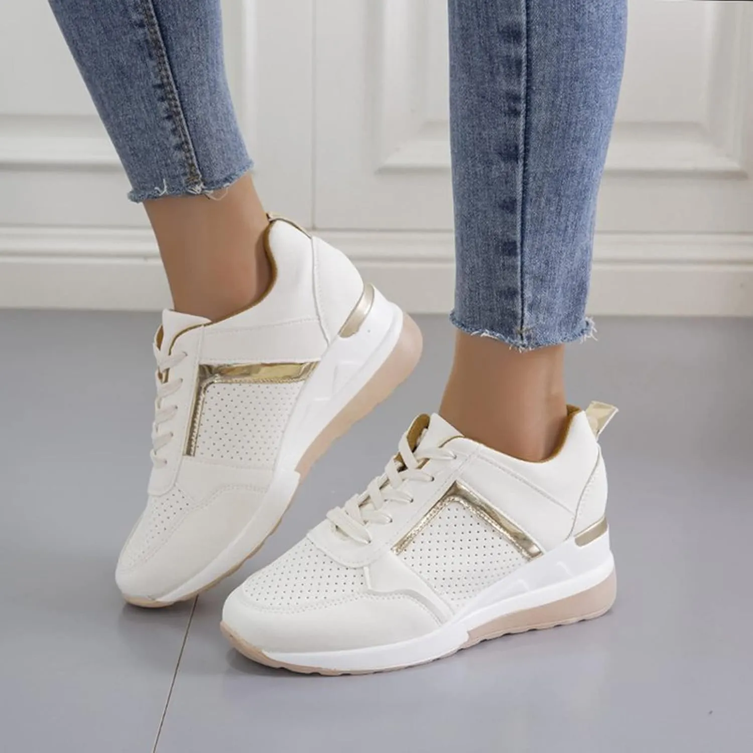 Orthopedic Shoes for Women High Heel Wedge Sneakers Walking Fashion Running Casual Comfort Platform Tennis Sneakers