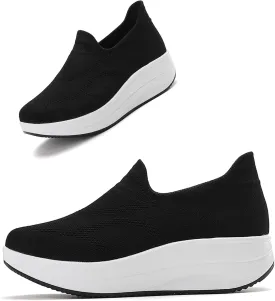 Oude Slip On Sneakers Women Comfortable | Womens Orthopedic Slip On Shoes Traveling | 2 Inch Rocker Bottom
