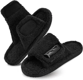 Panda Bros Adjustable House Slippers for Men Soft Open Toe Breathable Indoor Outdoor Slip on Slides Slippers with Memory Foam for Home Bedroom