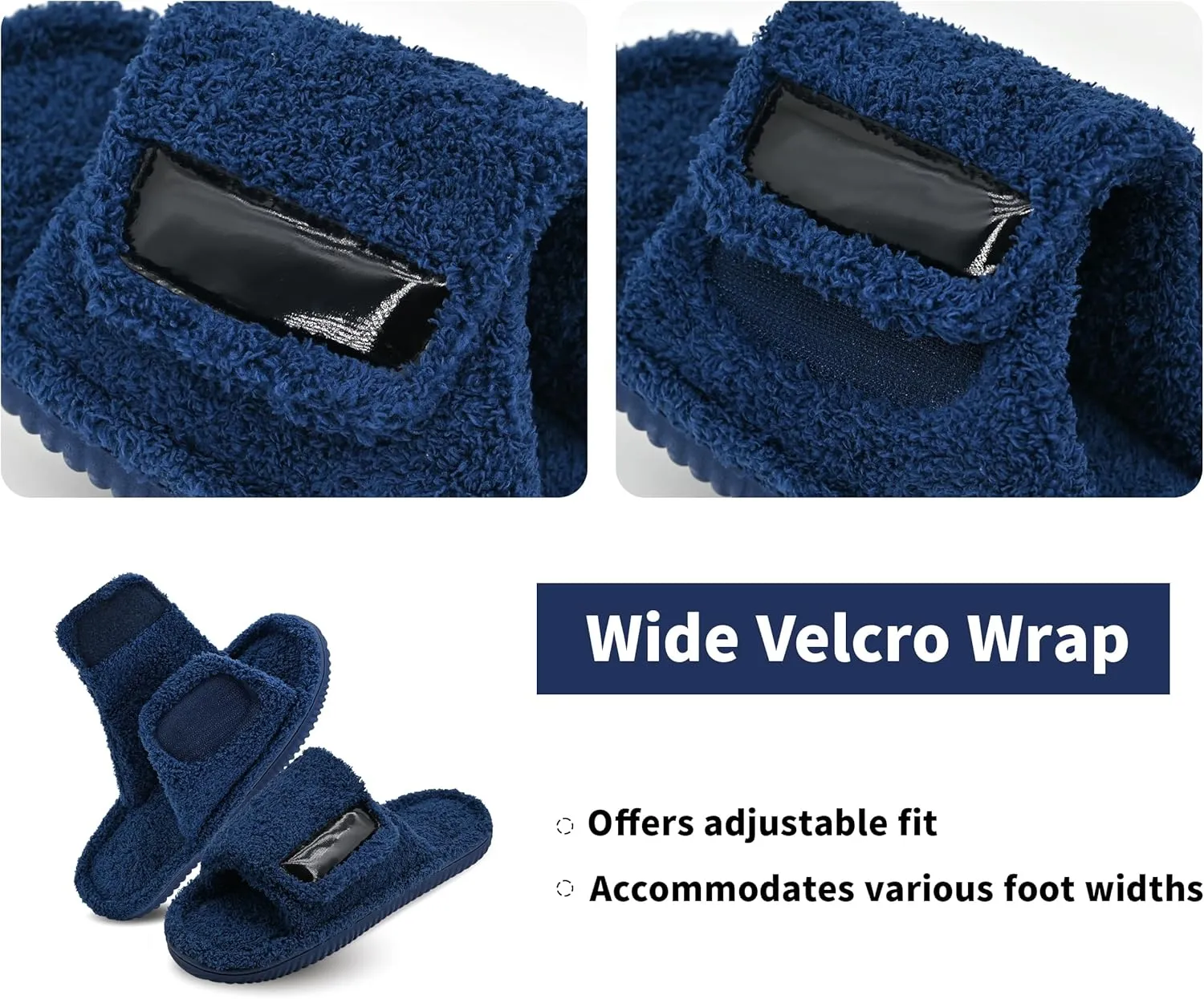 Panda Bros Adjustable House Slippers for Men Soft Open Toe Breathable Indoor Outdoor Slip on Slides Slippers with Memory Foam for Home Bedroom