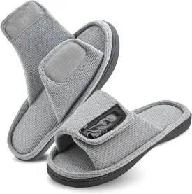 Panda Bros Adjustable House Slippers for Men Soft Open Toe Breathable Indoor Outdoor Slip on Slides Slippers with Memory Foam for Home Bedroom