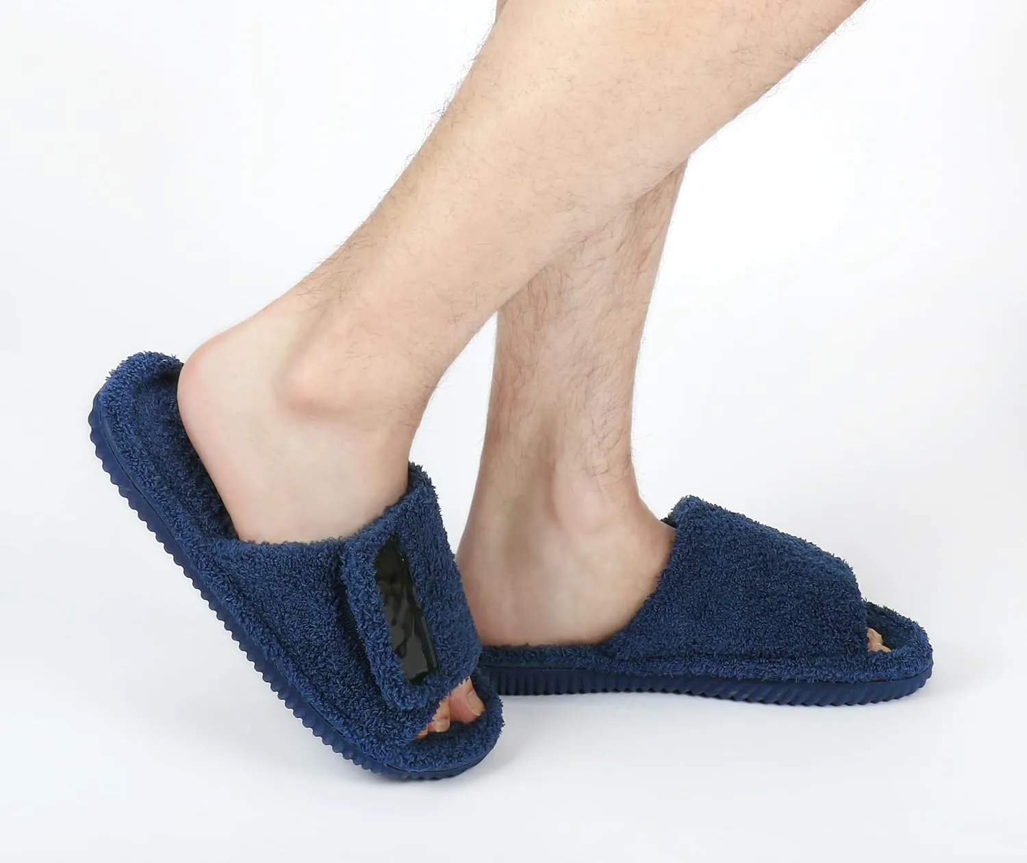 Panda Bros Adjustable House Slippers for Men Soft Open Toe Breathable Indoor Outdoor Slip on Slides Slippers with Memory Foam for Home Bedroom
